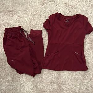 Burgundy scrub set